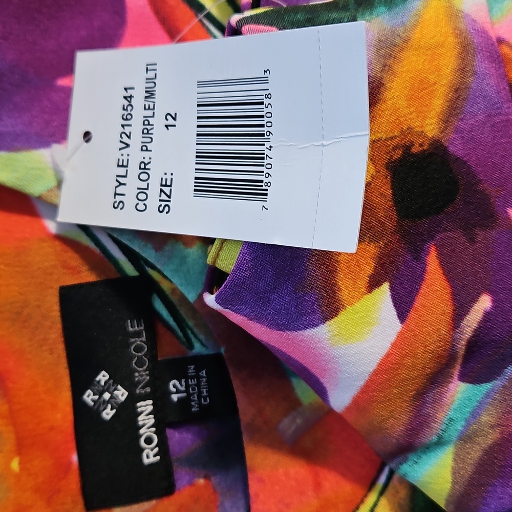 Ronni Nicole Floral Sheath Dress Women’s 12 Bold Colorful Artsy Summer Dress - Picture 6 of 8